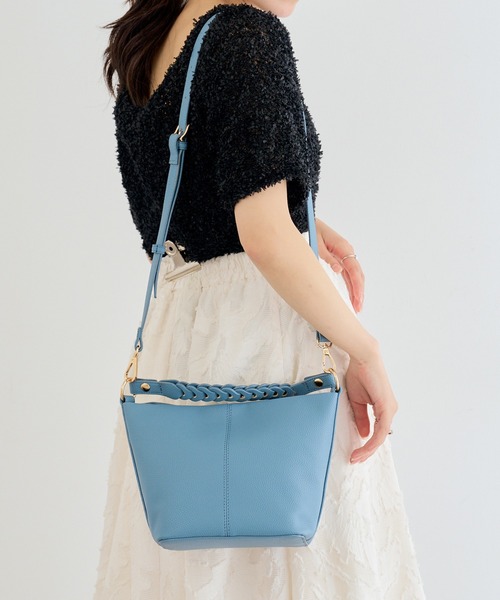 MIAN （ミアン）の「【MIAN】メッシュハンドル 2wayバッグ ショルダー付 フェイクレザー バケツバッグ / 2251-297-1（ショルダーバッグ・レディース・ブラック/ブルー/アイボリー・FREE）」の10枚目の写真