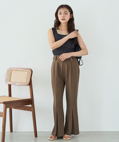 mil(ミル)の「センタープリーツ フレアパンツ(その他パンツ・レディース・ブラック/グレイッシュベージュ/ブラウン・S-Short/M-Short/S-Regular/M-Regular)」の7枚目の写真