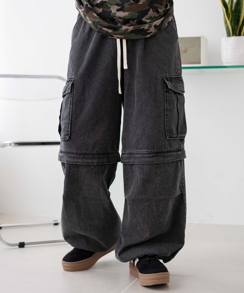 WEGO（ウィゴー）の「WEGO/2WAYデニムカーゴパンツ（デニムパンツ・レディース・ブラック系2/スカイブルー/ブラック系3・FREE）」の3枚目の写真