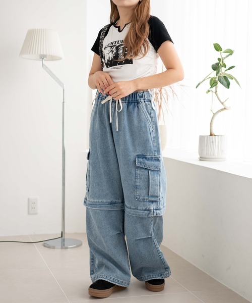 WEGO（ウィゴー）の「WEGO/2WAYデニムカーゴパンツ（デニムパンツ・レディース・ブラック系2/スカイブルー/ブラック系3・FREE）」の4枚目の写真