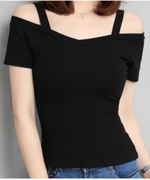 オフショルダーサスペンダーTEE