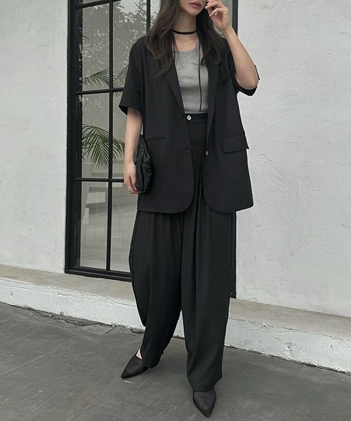 WILLFULLY（ウィルフリー）の「half sleeve slub mix tailored JK（テーラードジャケット・レディース・ブラック/インディゴブルー/その他・FREE）」の12枚目の写真