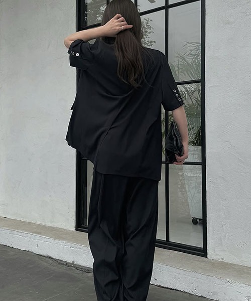 WILLFULLY（ウィルフリー）の「half sleeve slub mix tailored JK（テーラードジャケット・レディース・ブラック/インディゴブルー/その他・FREE）」の16枚目の写真