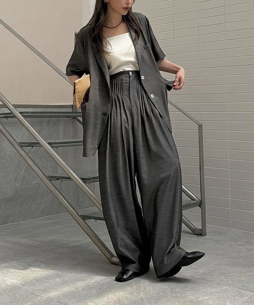 WILLFULLY（ウィルフリー）の「half sleeve slub mix tailored JK（テーラードジャケット・レディース・ブラック/インディゴブルー/その他・FREE）」の4枚目の写真