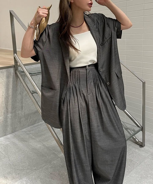 WILLFULLY（ウィルフリー）の「half sleeve slub mix tailored JK（テーラードジャケット・レディース・ブラック/インディゴブルー/その他・FREE）」の5枚目の写真