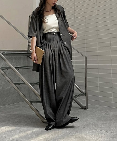 WILLFULLY（ウィルフリー）の「half sleeve slub mix tailored JK（テーラードジャケット・レディース・ブラック/インディゴブルー/その他・FREE）」の8枚目の写真