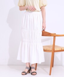 Cutie Blonde（キューティーブロンド）の「【S-LL】コーデが華やかに シャーリングデザインスカート（スカート）」