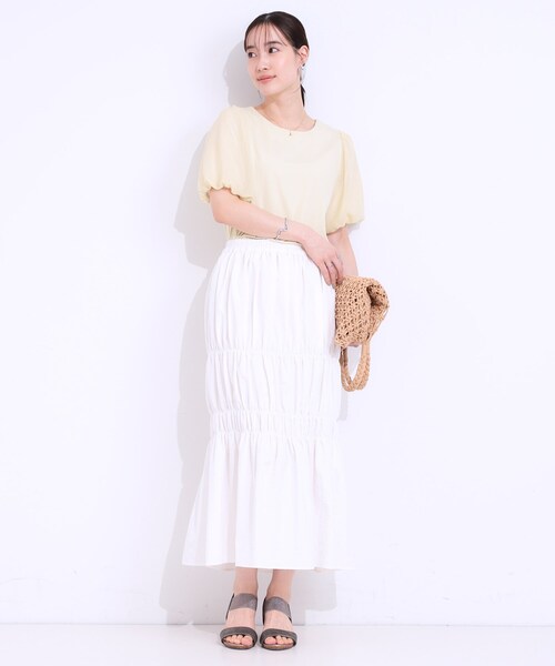 Cutie Blonde(キューティーブロンド)の「【S-LL】コーデが華やかに シャーリングデザインスカート(スカート・レディース・ライトブルー/ブラック/ホワイト・01/02/03/04)」の6枚目の写真