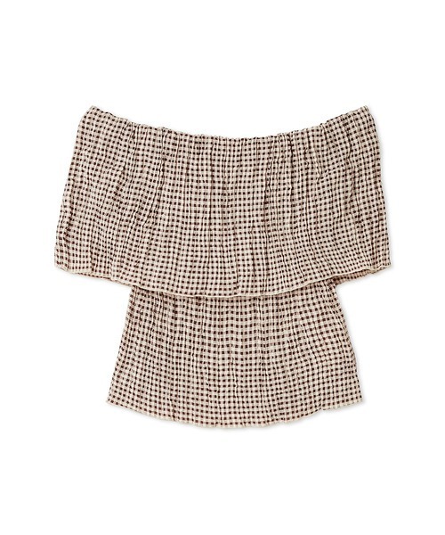 SNIDEL（スナイデル）の「プリーツオフショルブラウス（シャツ/ブラウス・レディース・ブラック/ホワイト/ブラウン・FREE）」の4枚目の写真