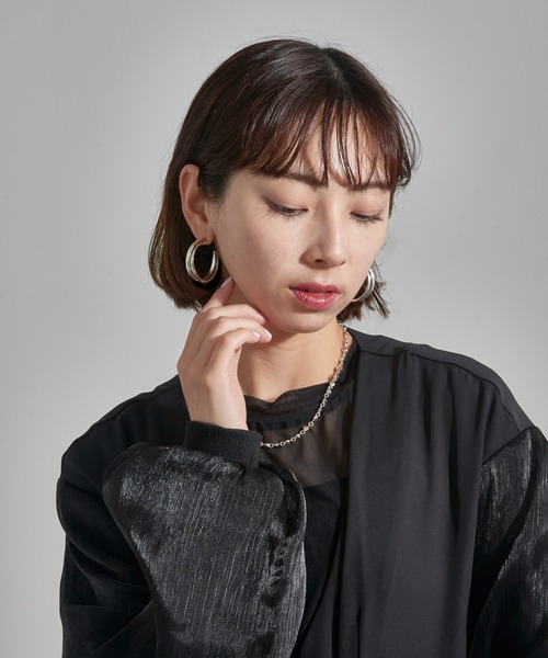 PHILIPPE AUDIBERT（フィリップ オーディベール）の「【PHILIPPE AUDIBERT】 フープピアス earring L brass silver plated BO6645:AR（ピアス（両耳用）・レディース・シルバー・FREE）」の7枚目の写真