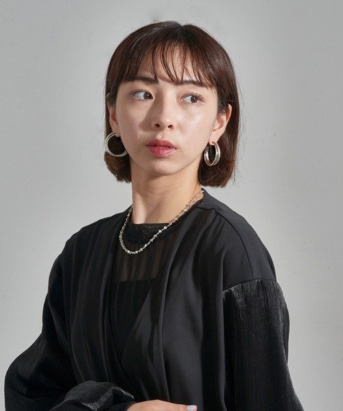 PHILIPPE AUDIBERT（フィリップ オーディベール）の「【PHILIPPE AUDIBERT】 フープピアス earring L brass silver plated BO6645:AR（ピアス（両耳用）・レディース・シルバー・FREE）」の8枚目の写真