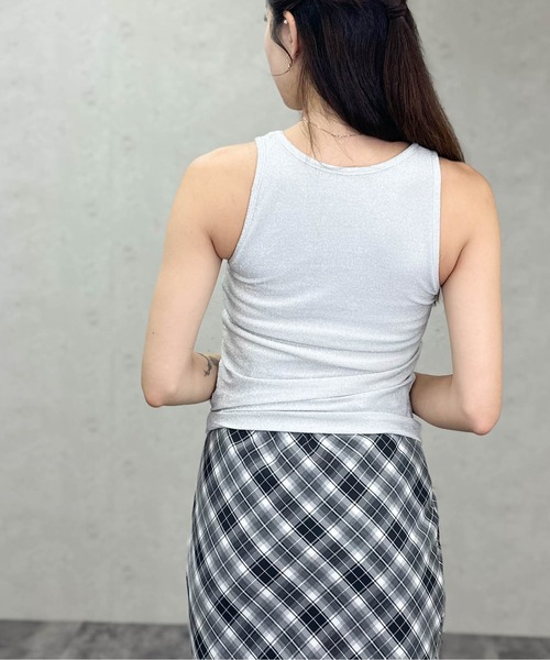 Per sist ence（パーシエンス）の「ラメアメスリタンクトップ/カップ付き（タンクトップ・レディース・オフホワイト/シルバー/ブラック/ゴールド/ブラウン・ONE SIZE）」の10枚目の写真