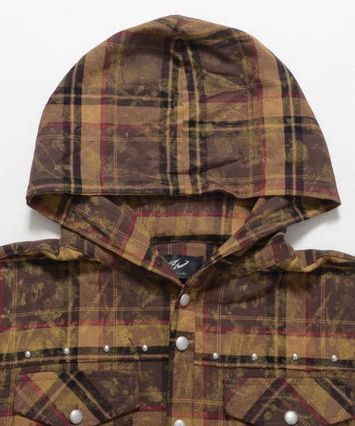 UNDERGROUND】ヴィンテージ加工 ブリーチ チェックシャツ ノースリーブ