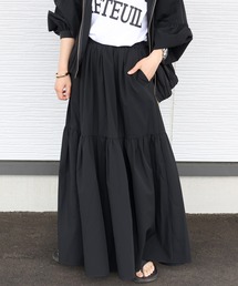 【撥水・UV加工】ティアードロングスカート