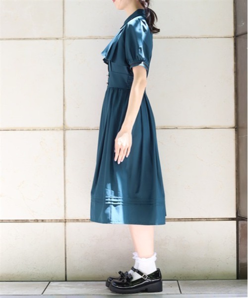 axes femme(アクシーズファム)の「ハイウエストフラシ半袖ワンピース(ワンピース・レディース・グリーン/パープル/ネイビー・FREE)」の9枚目の写真