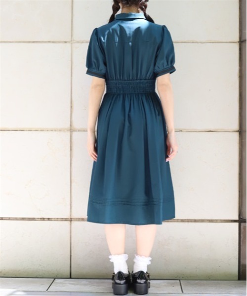 axes femme(アクシーズファム)の「ハイウエストフラシ半袖ワンピース(ワンピース・レディース・グリーン/パープル/ネイビー・FREE)」の8枚目の写真