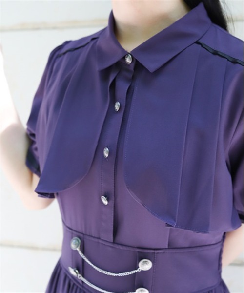 axes femme(アクシーズファム)の「ハイウエストフラシ半袖ワンピース(ワンピース・レディース・グリーン/パープル/ネイビー・FREE)」の7枚目の写真