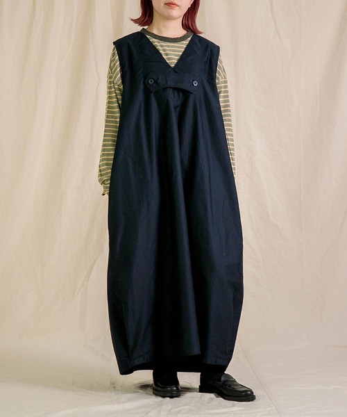 Brocante（ブロカント）の「[Brocante / ブロカント] ミリタリーモールスキン ランテルヌワンピース（ワンピース・レディース・ネイビー/キャメル/ブラック・2）」の11枚目の写真