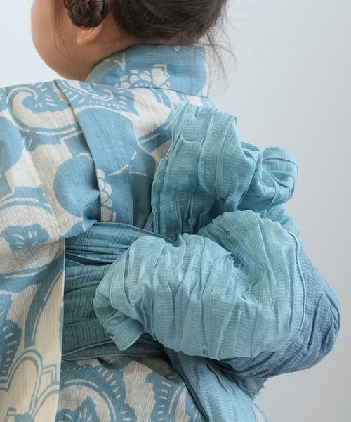 utatane（ウタタネ）の「キッズ浴衣3点セット 女の子 utatane×注染工房 kids 日本製注染（浴衣・キッズ・ブルー・130cm/120cm/100cm/110cm）」の7枚目の写真