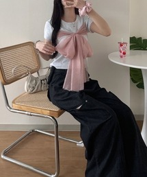 nemne store | ラメチュールリボントップス(Tシャツ/カットソー)