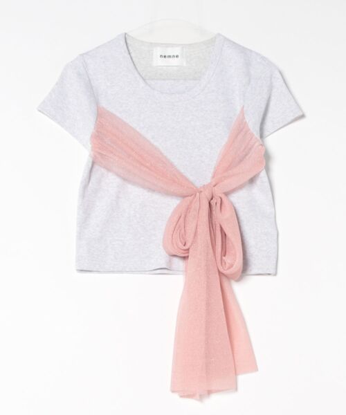 nemne store(ネンネストア)の「ラメチュールリボントップス(Tシャツ/カットソー・レディース・アイボリー/オフホワイト/ブラック・フリー)」の6枚目の写真