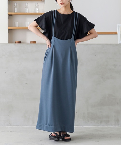 n'OrLABEL(ノアールレーベル)の「Wストラップキャミワンピース(ワンピース・レディース・モカ/ブルー/ブラック・2/1)」の3枚目の写真