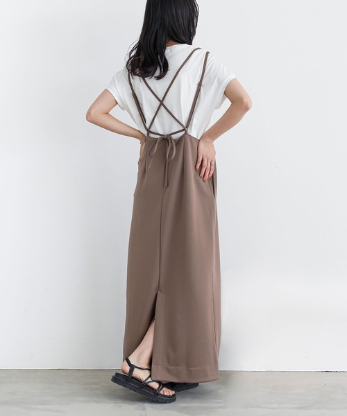 n'OrLABEL(ノアールレーベル)の「Wストラップキャミワンピース(ワンピース・レディース・モカ/ブルー/ブラック・2/1)」の1枚目の写真
