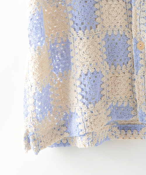 EDIFICE（エディフィス）の「クロシェ オープンカラー ショートスリーブ シャツ（シャツ/ブラウス・メンズ・ブラック/サックスブルー・SMALL/MEDIUM/LARGE）」の11枚目の写真