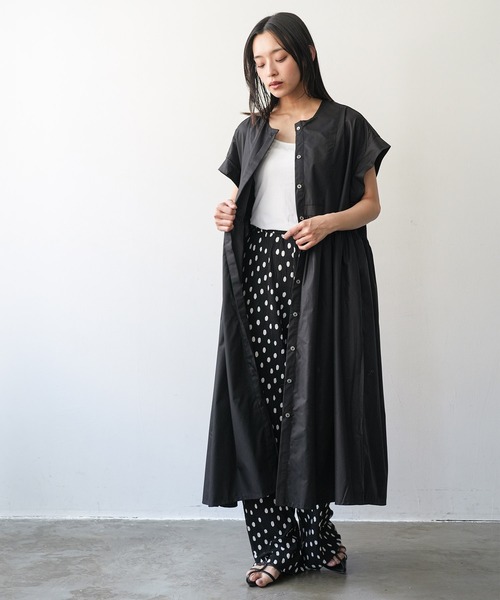 mili an deni(ミリアンデニ)の「半袖前開きワンピース(ワンピース・レディース・チャコールグレー/ブラック/ダークブルー・M)」の6枚目の写真