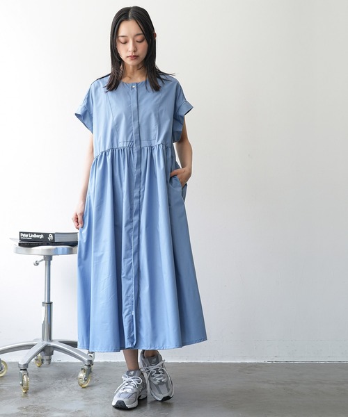 mili an deni(ミリアンデニ)の「半袖前開きワンピース(ワンピース・レディース・チャコールグレー/ブラック/ダークブルー・M)」の13枚目の写真