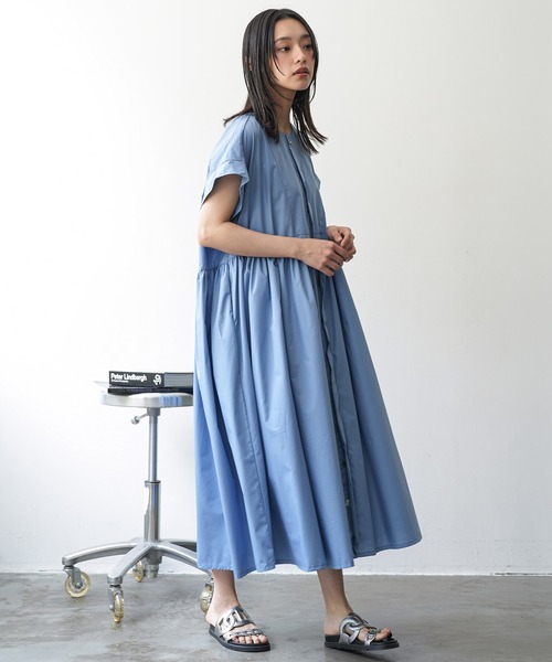 mili an deni(ミリアンデニ)の「半袖前開きワンピース(ワンピース・レディース・チャコールグレー/ブラック/ダークブルー・M)」の14枚目の写真
