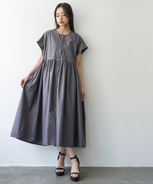 mili an deni(ミリアンデニ)の「半袖前開きワンピース(ワンピース・レディース・チャコールグレー/ブラック/ダークブルー・M)」の8枚目の写真