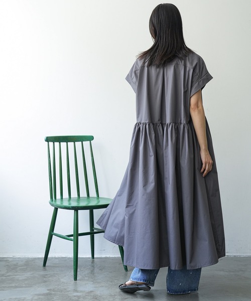 mili an deni(ミリアンデニ)の「半袖前開きワンピース(ワンピース・レディース・チャコールグレー/ブラック/ダークブルー・M)」の11枚目の写真