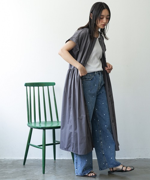 mili an deni(ミリアンデニ)の「半袖前開きワンピース(ワンピース・レディース・チャコールグレー/ブラック/ダークブルー・M)」の12枚目の写真
