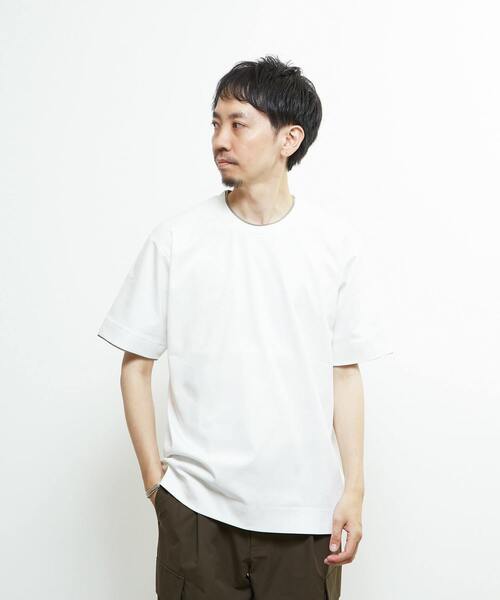 MEN'S MELROSE(メンズメルローズ)の「マーセライズドスムースフェイクレイヤードTシャツ(Tシャツ/カットソー・メンズ・ホワイト/ライトグレー/ブラック・4/3/2)」の1枚目の写真