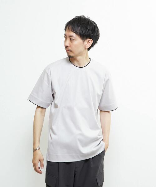 MEN'S MELROSE(メンズメルローズ)の「マーセライズドスムースフェイクレイヤードTシャツ(Tシャツ/カットソー・メンズ・ホワイト/ライトグレー/ブラック・4/3/2)」の3枚目の写真