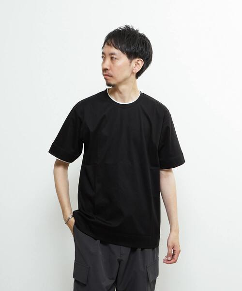 MEN'S MELROSE(メンズメルローズ)の「マーセライズドスムースフェイクレイヤードTシャツ(Tシャツ/カットソー・メンズ・ホワイト/ライトグレー/ブラック・4/3/2)」の2枚目の写真