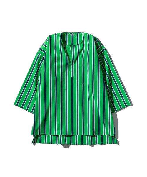 PUEBCO（プエブコ）の「COTTON STRIPE SHIRT / CREW NECK（シャツ/ブラウス・メンズ・グリーン系その他/ブルー系その他/ホワイト系その他・MEDIUM）」の3枚目の写真