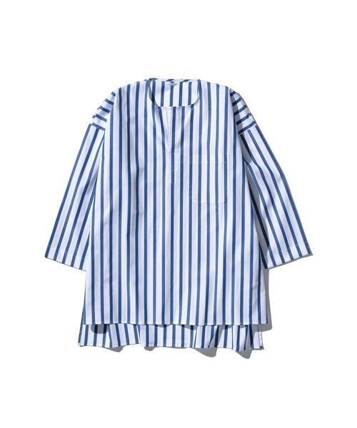 PUEBCO（プエブコ）の「COTTON STRIPE SHIRT / CREW NECK（シャツ/ブラウス・メンズ・グリーン系その他/ブルー系その他/ホワイト系その他・MEDIUM）」の4枚目の写真