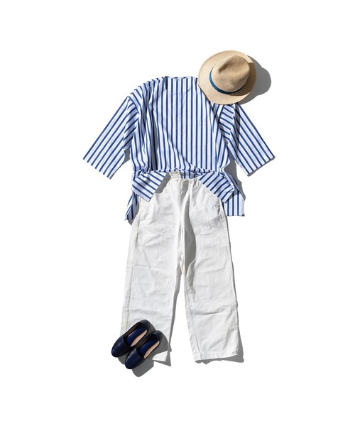 PUEBCO（プエブコ）の「COTTON STRIPE SHIRT / CREW NECK（シャツ/ブラウス・メンズ・グリーン系その他/ブルー系その他/ホワイト系その他・MEDIUM）」の5枚目の写真