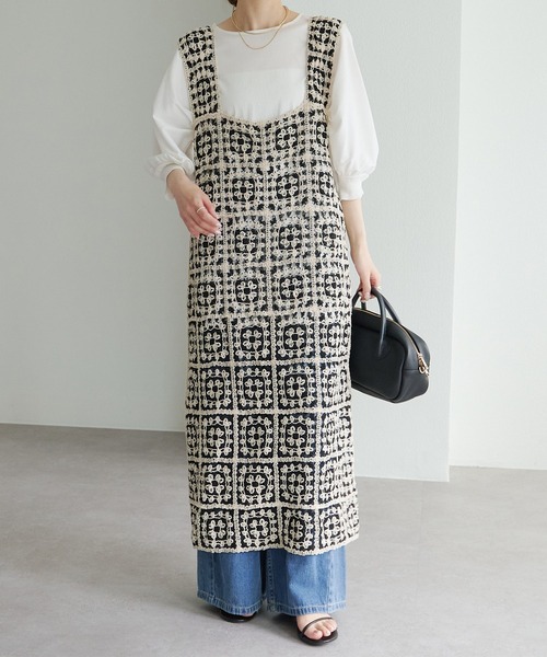 PUAL CE CIN（ピュアルセシン）の「配色かぎ針編み風ワンピース