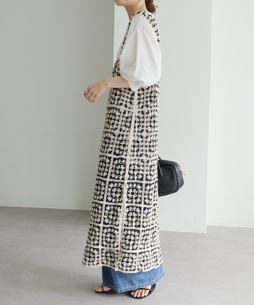 PUAL CE CIN（ピュアルセシン）の「配色かぎ針編み風ワンピース（ワンピース・レディース・ブラック系・FREE）」の3枚目の写真