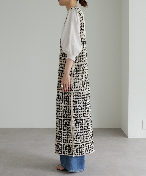 PUAL CE CIN（ピュアルセシン）の「配色かぎ針編み風ワンピース（ワンピース・レディース・ブラック系・FREE）」の9枚目の写真