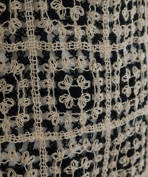 PUAL CE CIN（ピュアルセシン）の「配色かぎ針編み風ワンピース（ワンピース・レディース・ブラック系・FREE）」の14枚目の写真