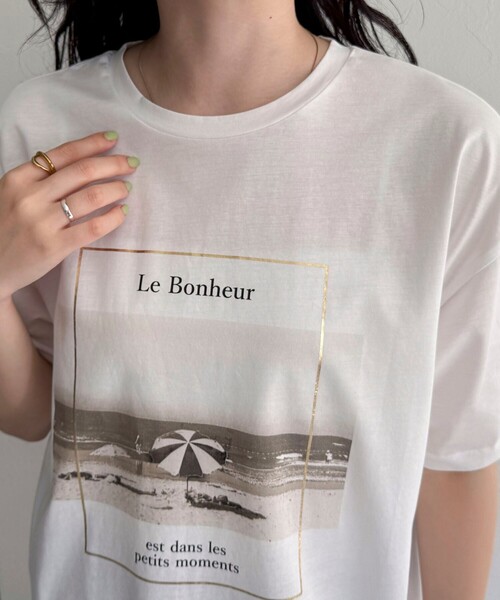 fredy emue（フレディエミュ）の「シルケットBEACH PHOTO Tシャツ（Tシャツ/カットソー・レディース・オフホワイト/チャコールグレー・38）」の15枚目の写真