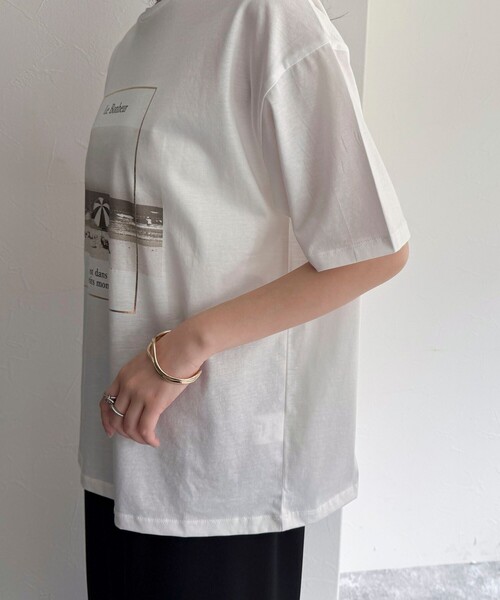 fredy emue（フレディエミュ）の「シルケットBEACH PHOTO Tシャツ（Tシャツ/カットソー・レディース・オフホワイト/チャコールグレー・38）」の16枚目の写真