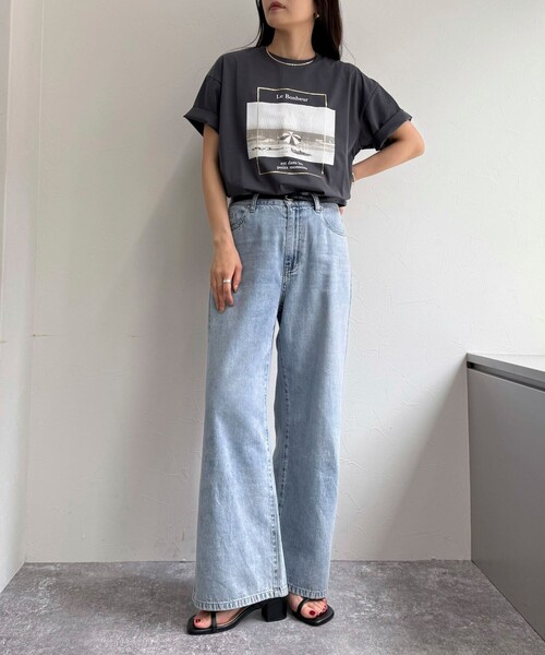 fredy emue（フレディエミュ）の「シルケットBEACH PHOTO Tシャツ（Tシャツ/カットソー・レディース・オフホワイト/チャコールグレー・38）」の22枚目の写真