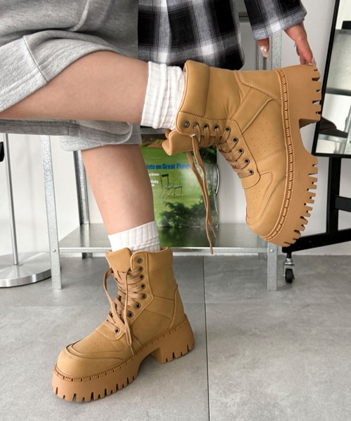 WEGO（ウィゴー）の「WEGO/スニーカーブーツ（ブーツ・レディース・ライトピンク/ブラック/キャメル・SMALL/MEDIUM/LARGE）」の14枚目の写真