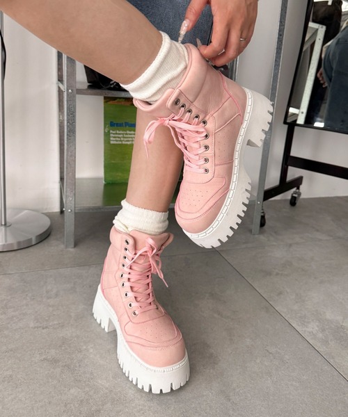 WEGO（ウィゴー）の「WEGO/スニーカーブーツ（ブーツ・レディース・ライトピンク/ブラック/キャメル・SMALL/MEDIUM/LARGE）」の19枚目の写真