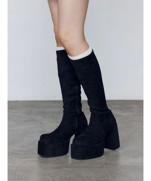 EMODA エモダ バルキープランプフィットブーツ ブラック ロングブーツ L バルキープランプフィットブーツ（ブーツ）｜EMODA（エモダ）の